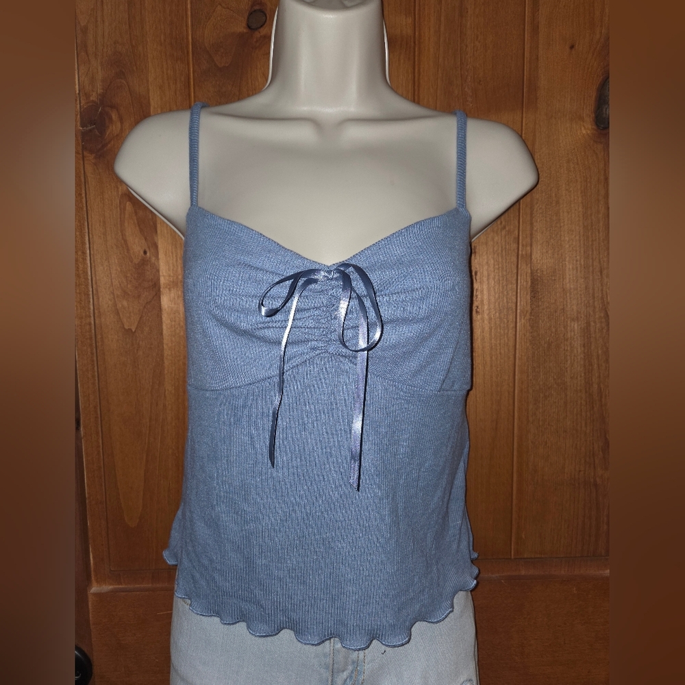 Rewind Light Blue Camisole with‎ Ribbon Accent